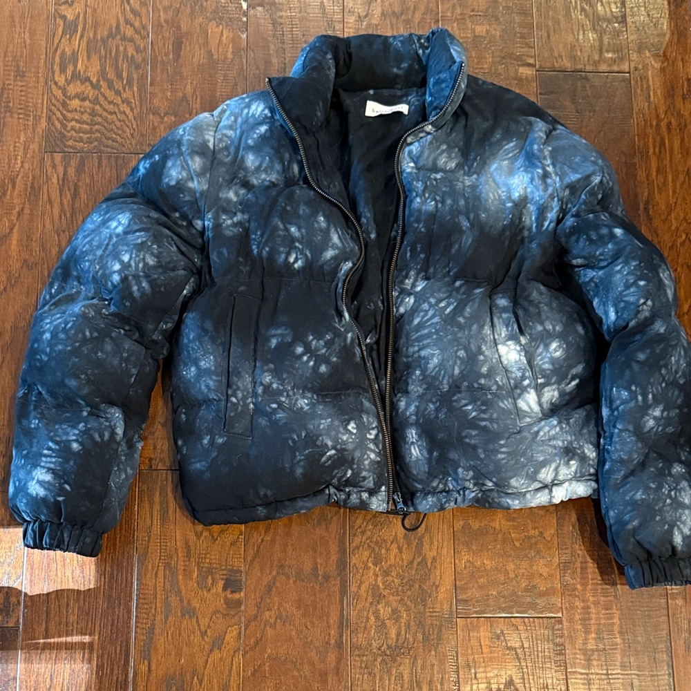 Bella Dahl Black and Gray Tie-Dye Puffer Jacket